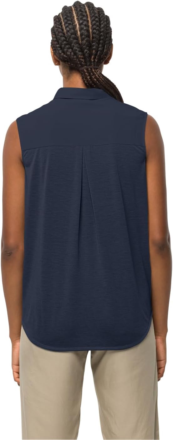 Jack Wolfskin Damen Sonora Sleeveless Shirt W Schnelltrocknende Ärmellose Bluse L Night Blue, L Nigh