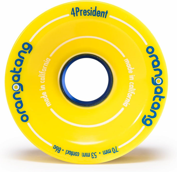 Orangatang 4 President 70 mm 86a Cruising Longboard Skateboard Wheels (Yellow, Set of 4) Druck7 70,