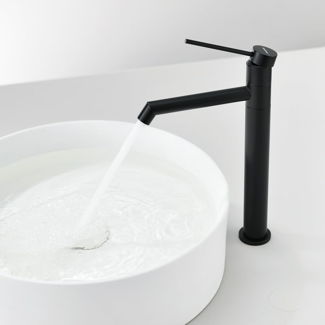 Waschtischarmatur 360° drehbar Wasserhahn Bad mit Warm- und Kaltwassermischer Auslaufhöhe 222 mm bad