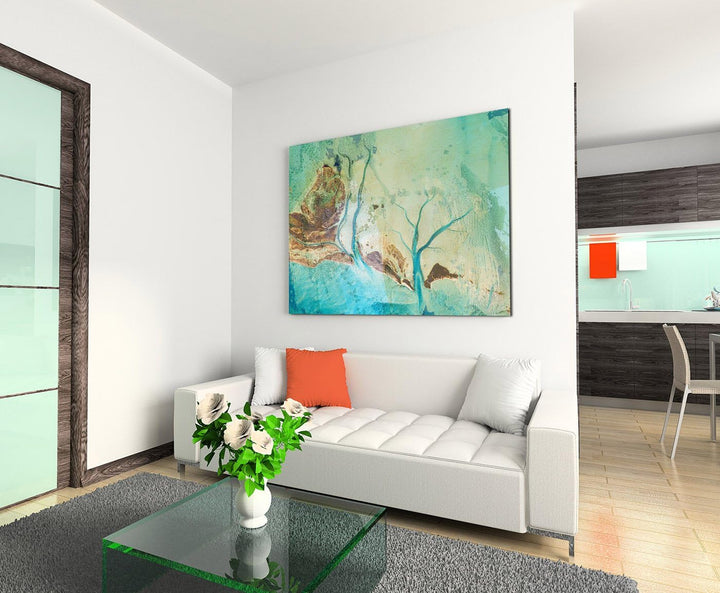 Paul Sinus Art 80x60cm Fotoleinwand Leinwanddruck Kunstdruck Wandbild blau türkis braun gemalt