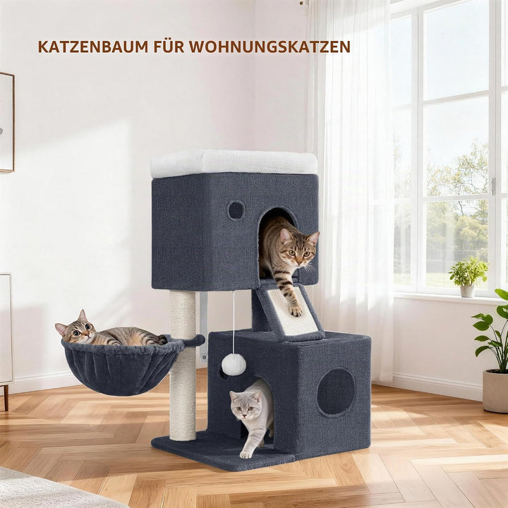 Kratzbaum Klein, 82 cm Hoch Katzenkratzbaum, Katzenbaum Klein mit 2 Gemütlichen Höhlen, 1 Plattform,