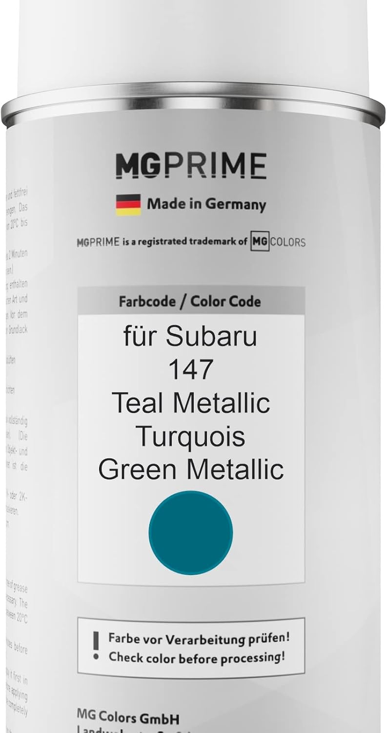 MG PRIME Autolack Sprühdosen Set für Subaru 147 Teal Metallic/Turquois Green Metallic Basislack Klar