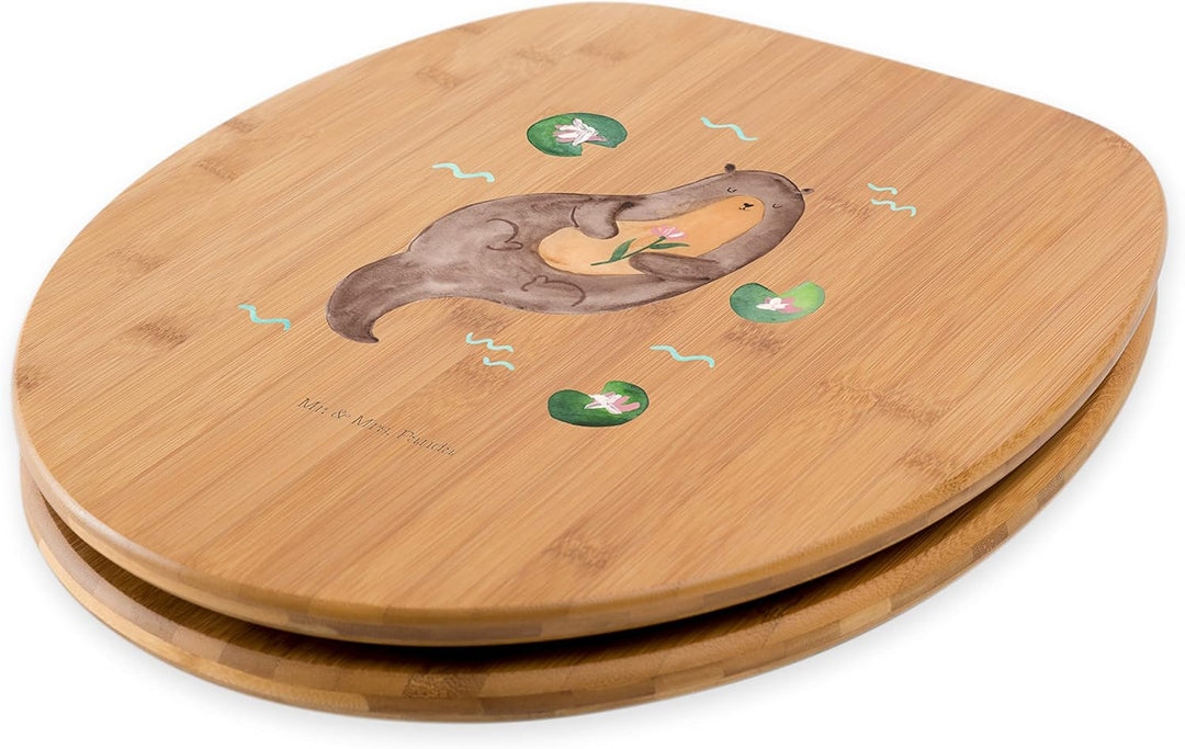 Mr. & Mrs. Panda Motiv WC Sitz Otter mit Seerose - Geschenk, Klodeckel, WC-Sitz, Toilette, Seeotter,