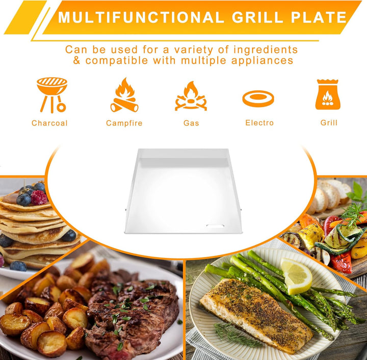 Froadp Edelstahl Grillplatte | 20x30x4cm Universal BBQ Plancha mit Ölrinne | BBQ Plancha für Gas- &