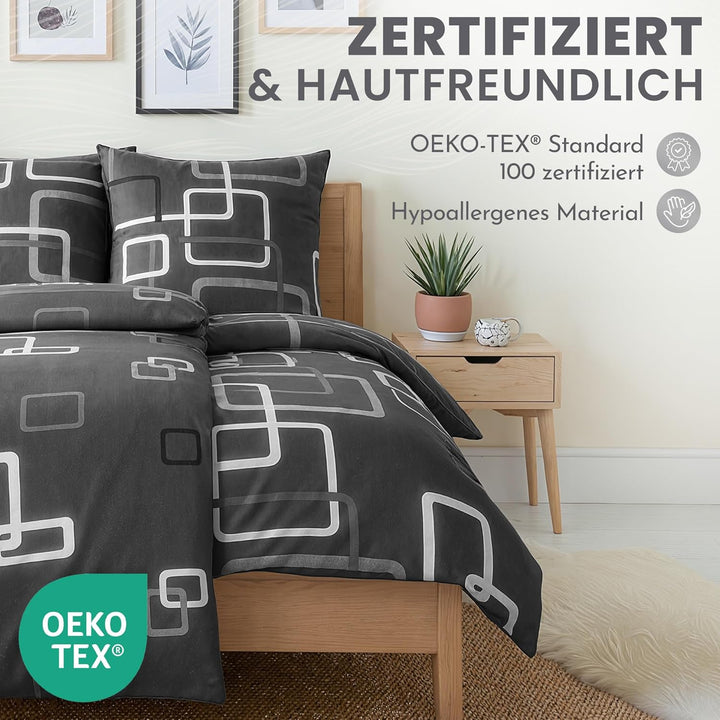 Kuscheli® Bettwäsche 135x200 4 teilig |Zertifiziert &amp; für Allergiker geeignet |Bettwäsche Se