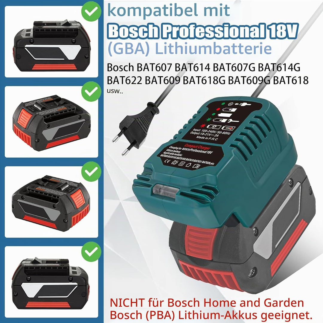 Ladegerät für Bosch Professional 18V Akku, 220V Ultraschnellladegerät für Bosch Procore GBA 18V Syst