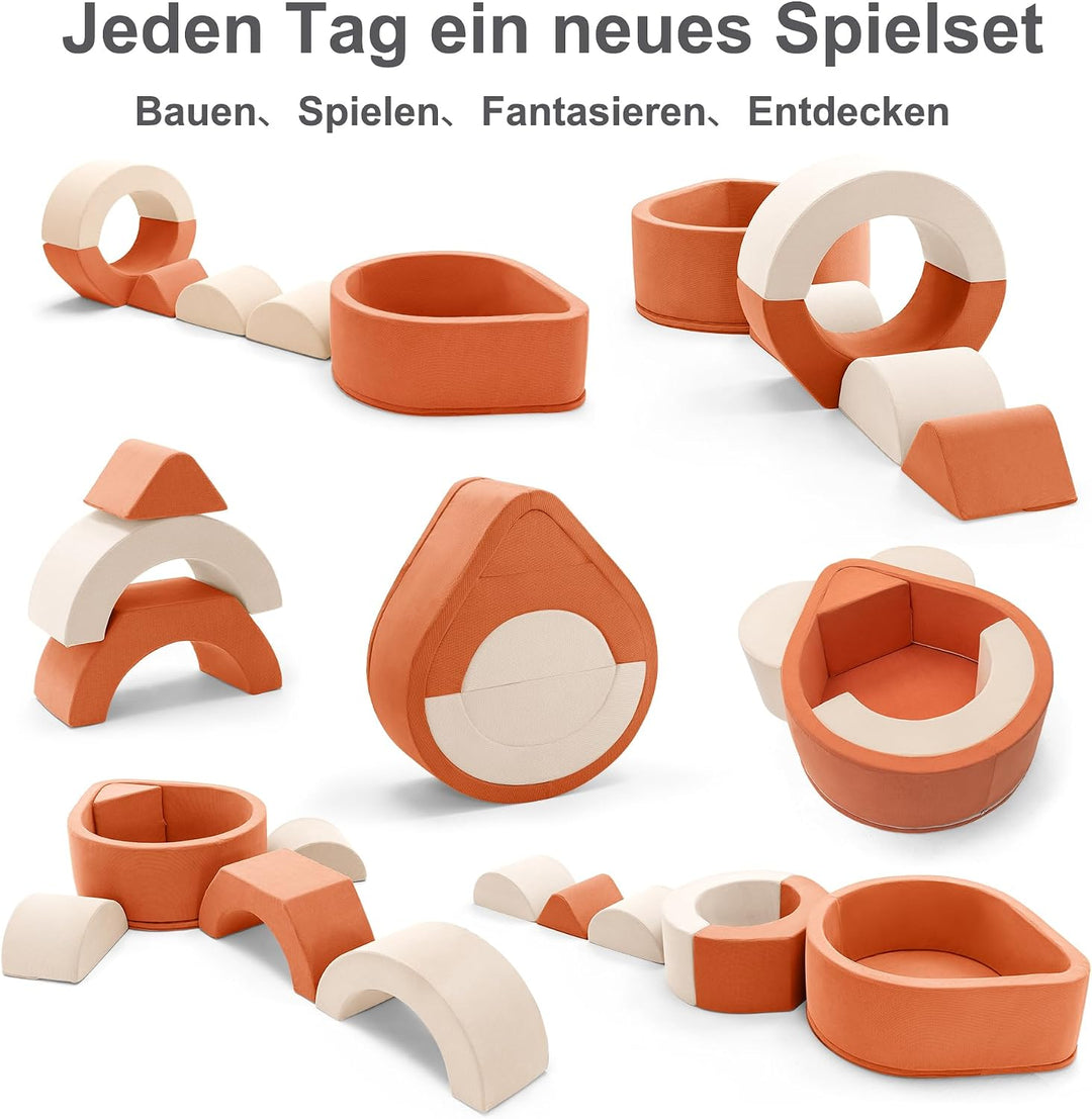 Zedachica 7PCS Schaumstoff Bausteine für Kinder,Softbausteine Baby mit Bällebad für Indoor Klettern,