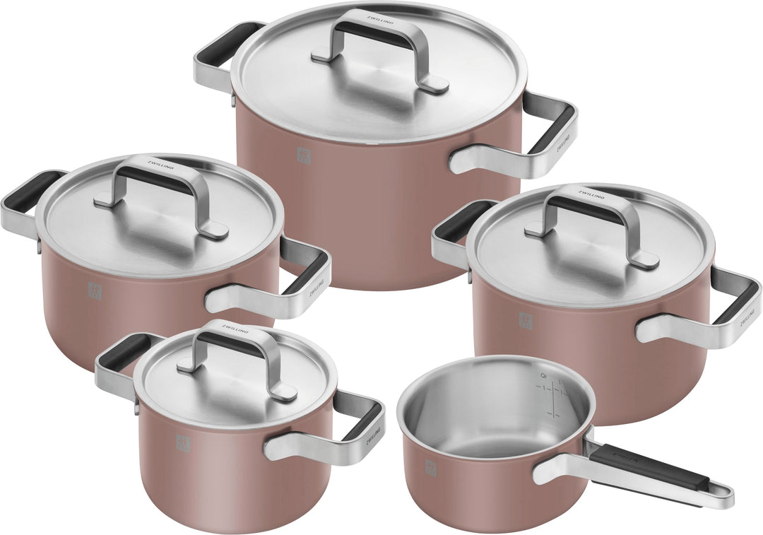ZWILLING PURE Kochtopfset, 5-tlg, 18/10 Edelstahl, Keramik-Aussenbeschichtung, Stay-Cool-Griffe, Spü