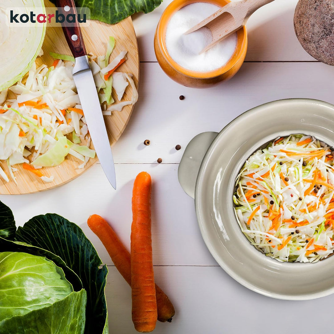 KOTARBAU® Sauerkraut Gärtopf Sauerkrauttopf 1,8L Tontopf mit Deckel Steinguttopf Fermentieren Dauerk