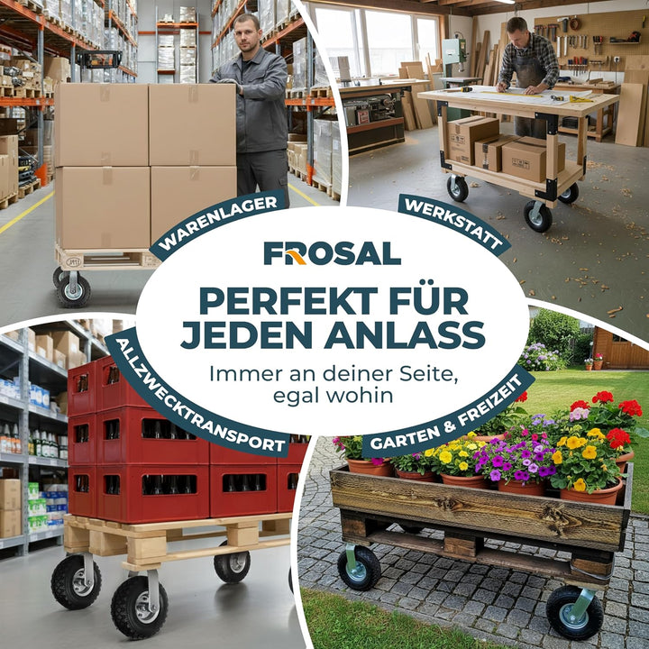 2 x Frosal Bockrolle + 2 x Lenkrolle Set Ø 260 x 85 mm | 3.00-4 Rad als 4-tlg. Set | Luftrad auf Sta
