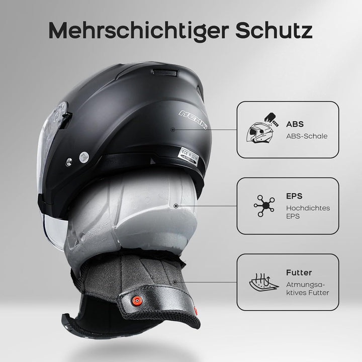 NENKI Jethelme Halbhelme Rollerhelm Sturzhelm Chopper Helm,Motorradhelm ECE 22.06 mit Doppelvisier S