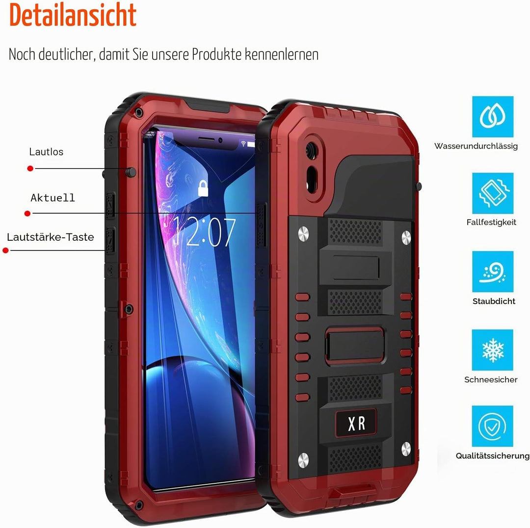 Beeasy Hülle Kompatibel mit iPhone XR, Wasserdicht Stossfest Outdoor Handy Case Militärstandard Schu