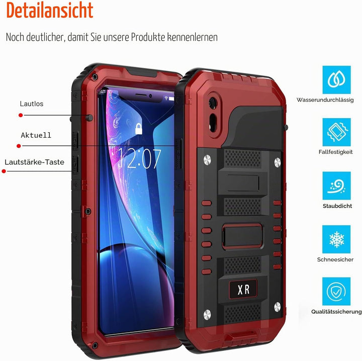 Beeasy Hülle Kompatibel mit iPhone XR, Wasserdicht Stossfest Outdoor Handy Case Militärstandard Schu