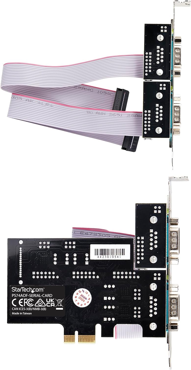StarTech.com 4-Port Serielle PCIe Karte, Quad-Port PCI Express zu RS232/RS422/RS485 DB9 Serielle Kar