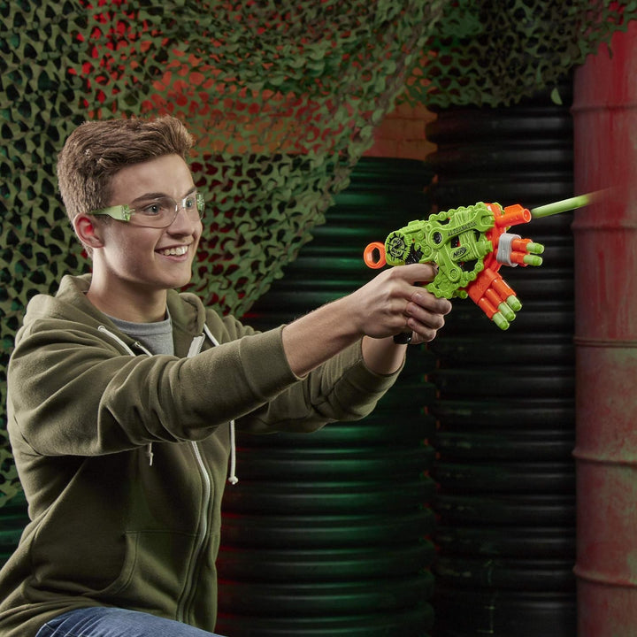 NERF Zombie Strike Alternator Blaster -- Fires 3 Ways -- Includes 12 Official Zombie Strike Elite Da