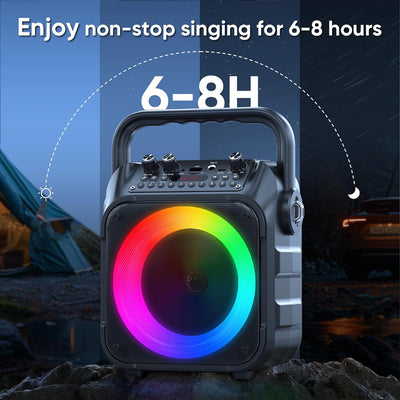 Wowstar Tragbare Karaoke Maschine mit 2 kabellose Mikrofone, Bluetooth Lautsprecher Box für Erwachse