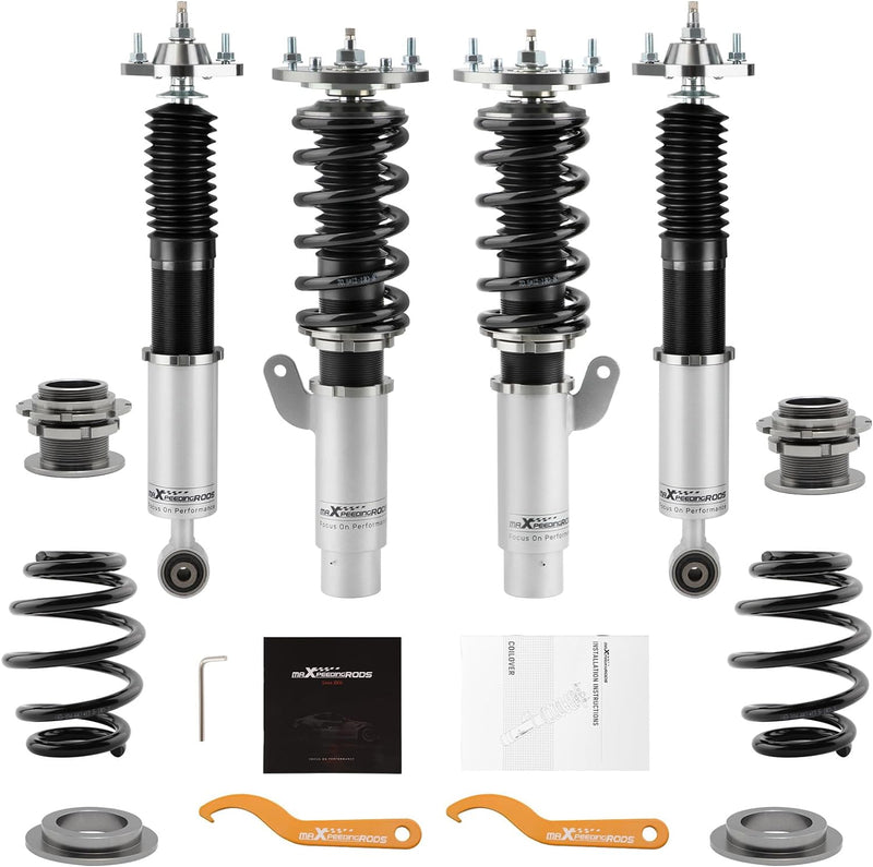 maXpeedingrods Sport-Gewindefahrwerk Fahrwerk Dämpfung einstellbar für 3er E46 grau