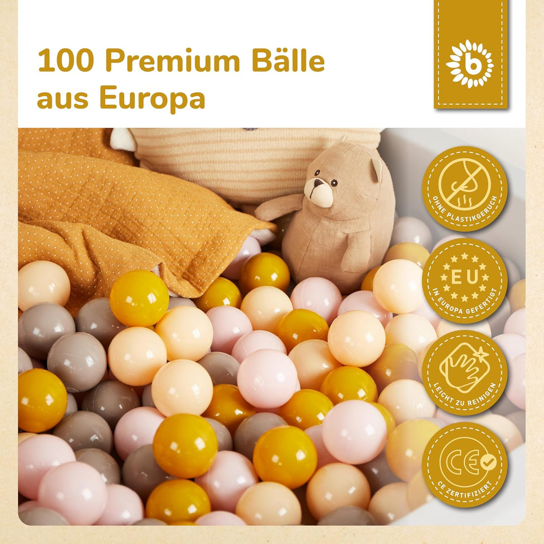 Bieco Bälle für Bällebad Sunrise | 100 Stück | Bunte Bälle | Bällebad Kinder | Bällebad Baby | Bälle