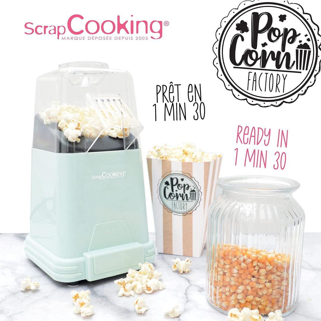 ScrapCooking - Popcornmaschine - Popcorn Maschinen Ohne Öl - Fertig in 1-2 Minuten - Popcorn Maker m