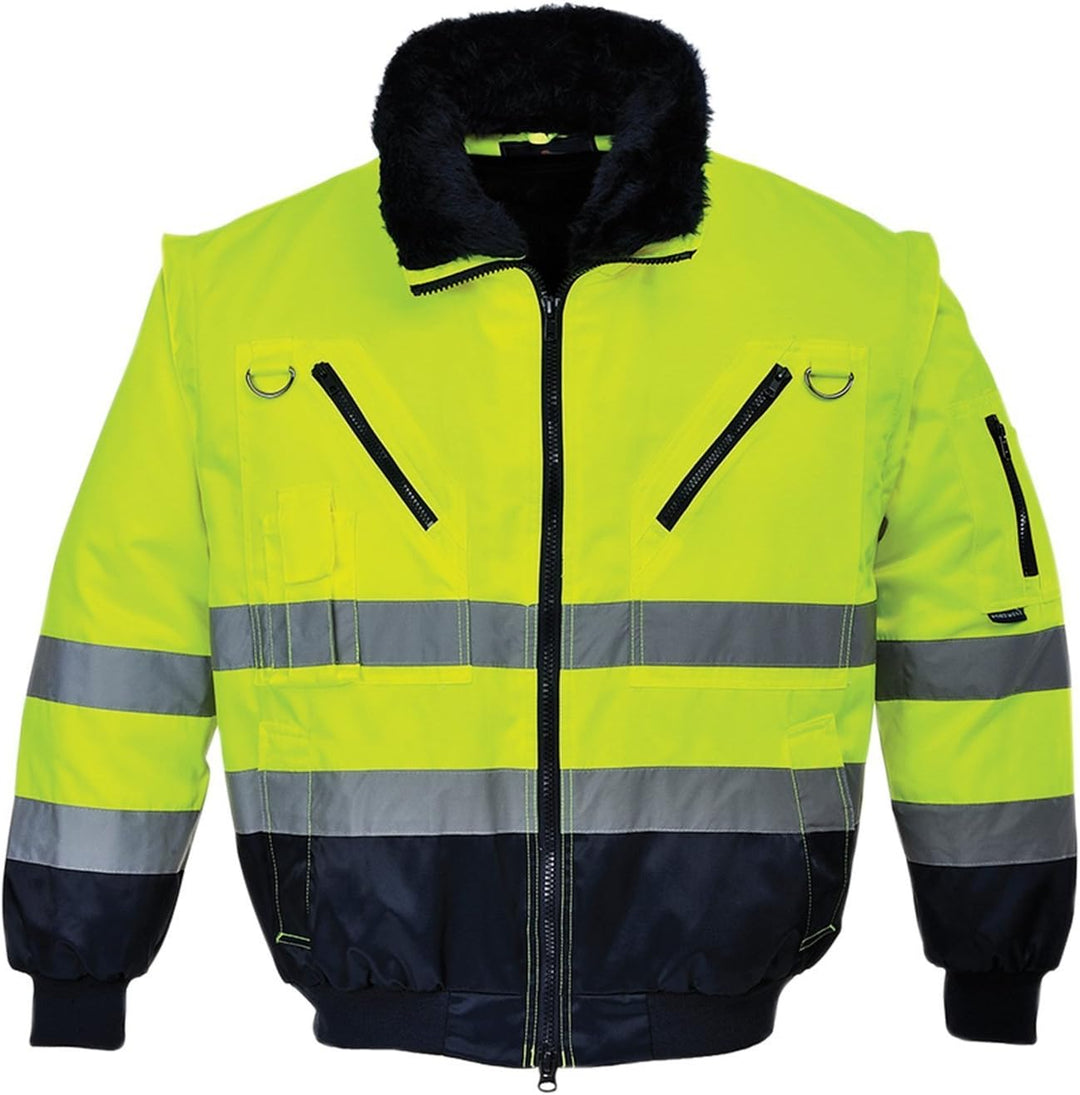 Portwest Hi-Vis Warnschutz 3-in-1 Pilotjacke, Grösse: 5XL, Farbe: Gelb/Marine, PJ50YNR5XL 5XL gelb /
