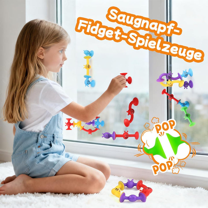 42 Stück Saugnapf Spielzeug, Saugnapf Badewannenspielzeug für Kinder ab 3 Jahren, sensorisches Saugs