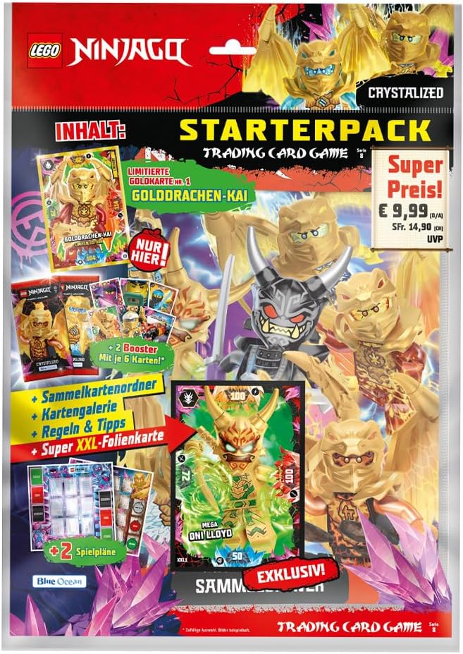 Bundle mit Blue Ocean LEGO Ninjago Serie 8 Trading Cards - 1 Starter + Exklusive Collect-it Hüllen,