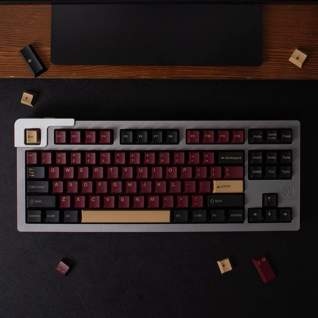 Double Shot Tastenkappen 173 Tasten Cherry Profil Red Samurai Keycaps Set für ANSI/ISO Layout Cherry