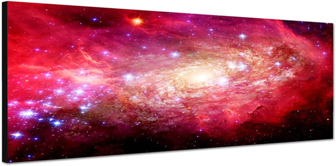 Paul Sinus Art Panoramabild auf Leinwand und Keilrahmen 150x50cm Sterne Galaxie Weltall Planeten