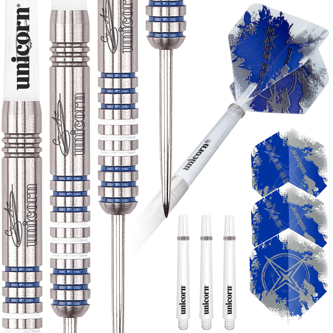 Unicorn Dartpfeile Silver Star 80 Herren% Tungsten-Gary Anderson Silber 27 g Single, Silber 27 g Sin
