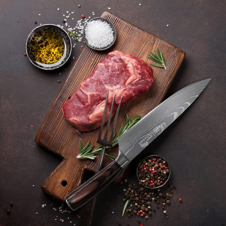 Joeji's Kitchen Kochmesser Profi Messer scharf aus rostfreiem Edelstahl mit ergonomischem Pakkaholzg