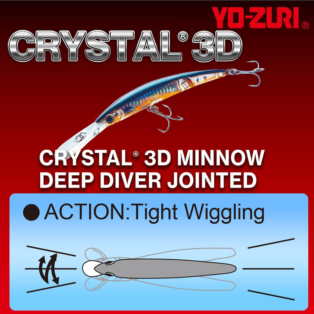 Yo-Zuri Crystal 3D Minnow Deep Diver Gelenkköder 5-1/4-Inch Blau, Silber, 5-1/4-Inch Blau, Silber
