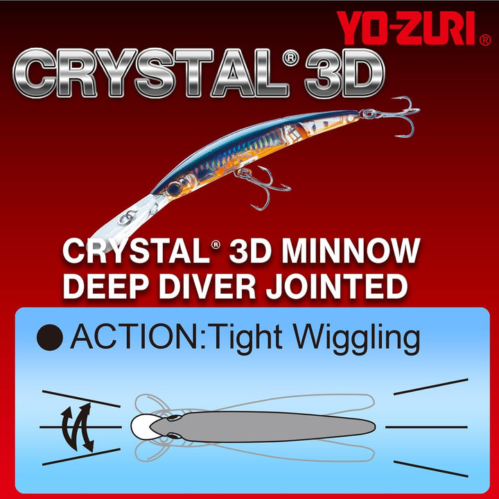 Yo-Zuri Crystal 3D Minnow Deep Diver Gelenkköder 5-1/4-Inch Blau, Silber, 5-1/4-Inch Blau, Silber