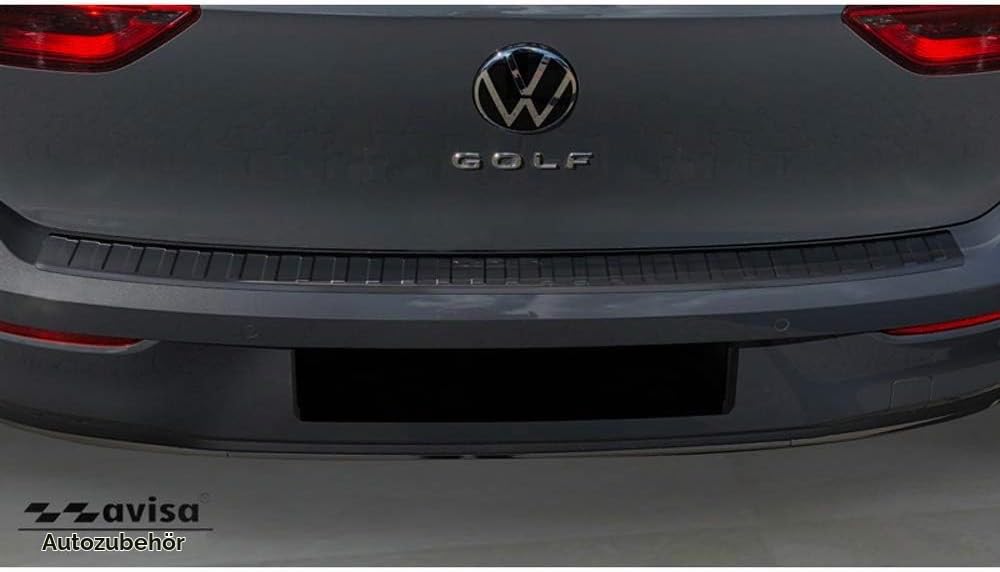 Avisa Schwarz Edelstahl Heckstossstangenschutz kompatibel mit Volkswagen Golf VIII HB 5-türer 2020-