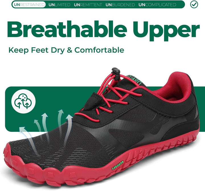 SAGUARO Barfussschuhe Herren Damen Outdoor Sport Fitnessschuhe Traillaufschuhe Gr.35-48 39 EU Ja Rot