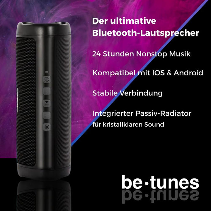 Bluetooth Lautsprecher – Kleine Musikbox mit LED-Licht – 24 Std Akku – Tragbare Partybox – Boombox I