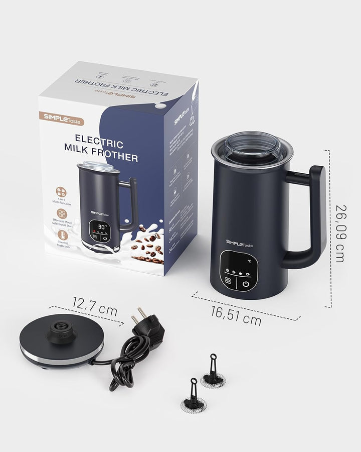 SIMPLETASTE Milchaufschäumer Elektrisch 4-in-1, Heisser & kalter Milchschaum, Milch erwärmen & Kakao