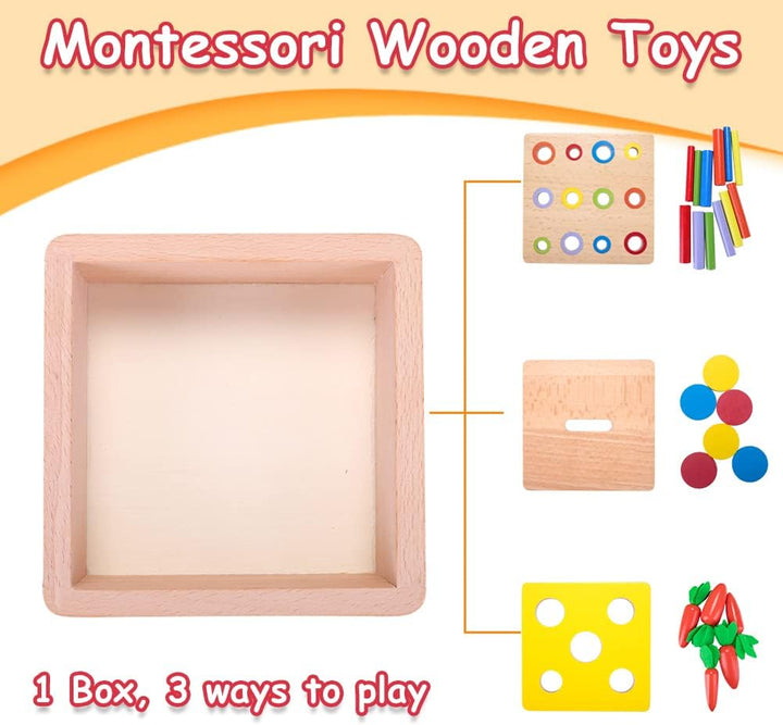 Holzspielzeug ab 1 Jahr | 4 IN 1 Baby Motorik Spielzeug für 6 Monate Jungen und Mädchen | Montessori