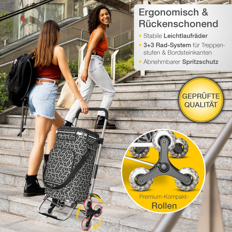 maxVitalis Einkaufstrolley Treppensteiger mit Kühlfach, Einkaufsroller klappbar, Shopping Trolley hö