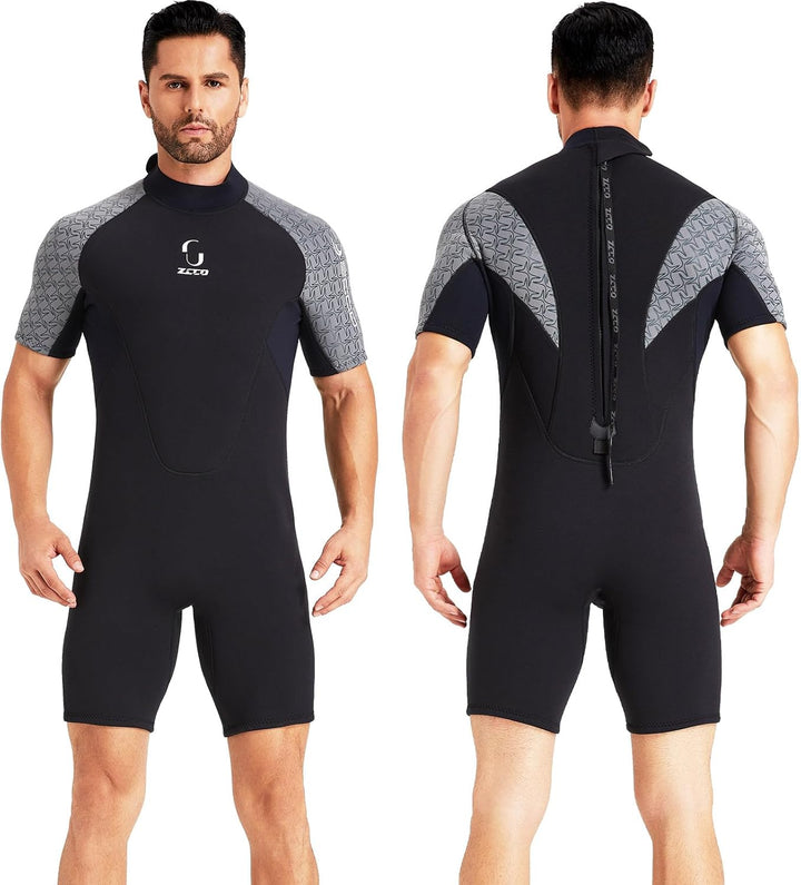 Neoprenanzug Damen Rückenreissverschluss Kurzer Neoprenanzug Herren 3mm Neopren Kurzarm Neoprenanzug