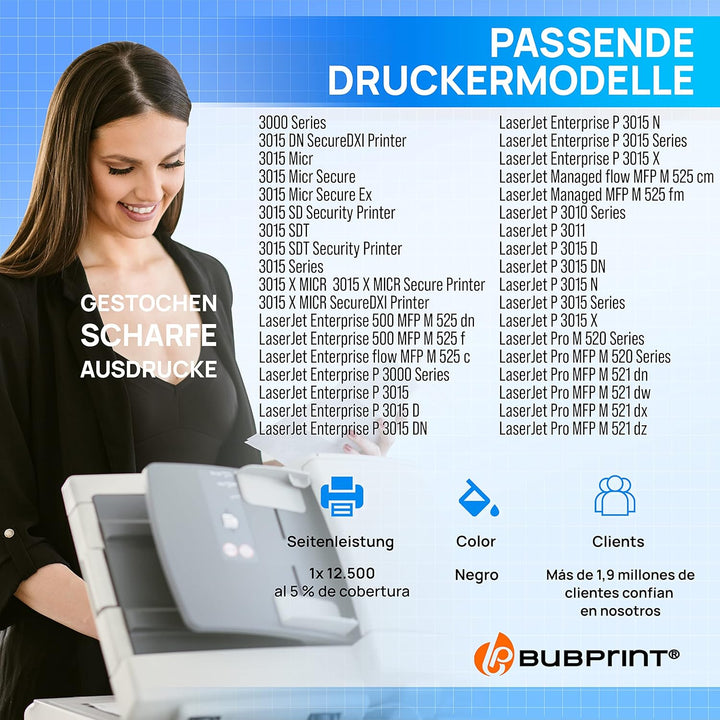 Toner kompatibel als Ersatz für HP 55X CE255X für Laserjet P3010 P3011 P3015 P3015DN P3015N P3015X P