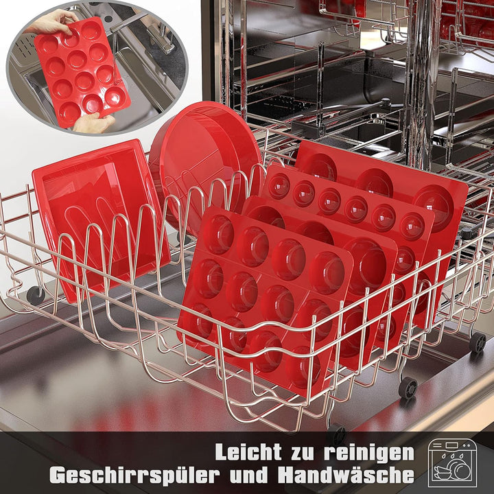 SILIVO Muffinform Silikon für 12 Muffins - 2 Stück Silikon Muffinförmchen, Cupcake Formen, Muffin Ba