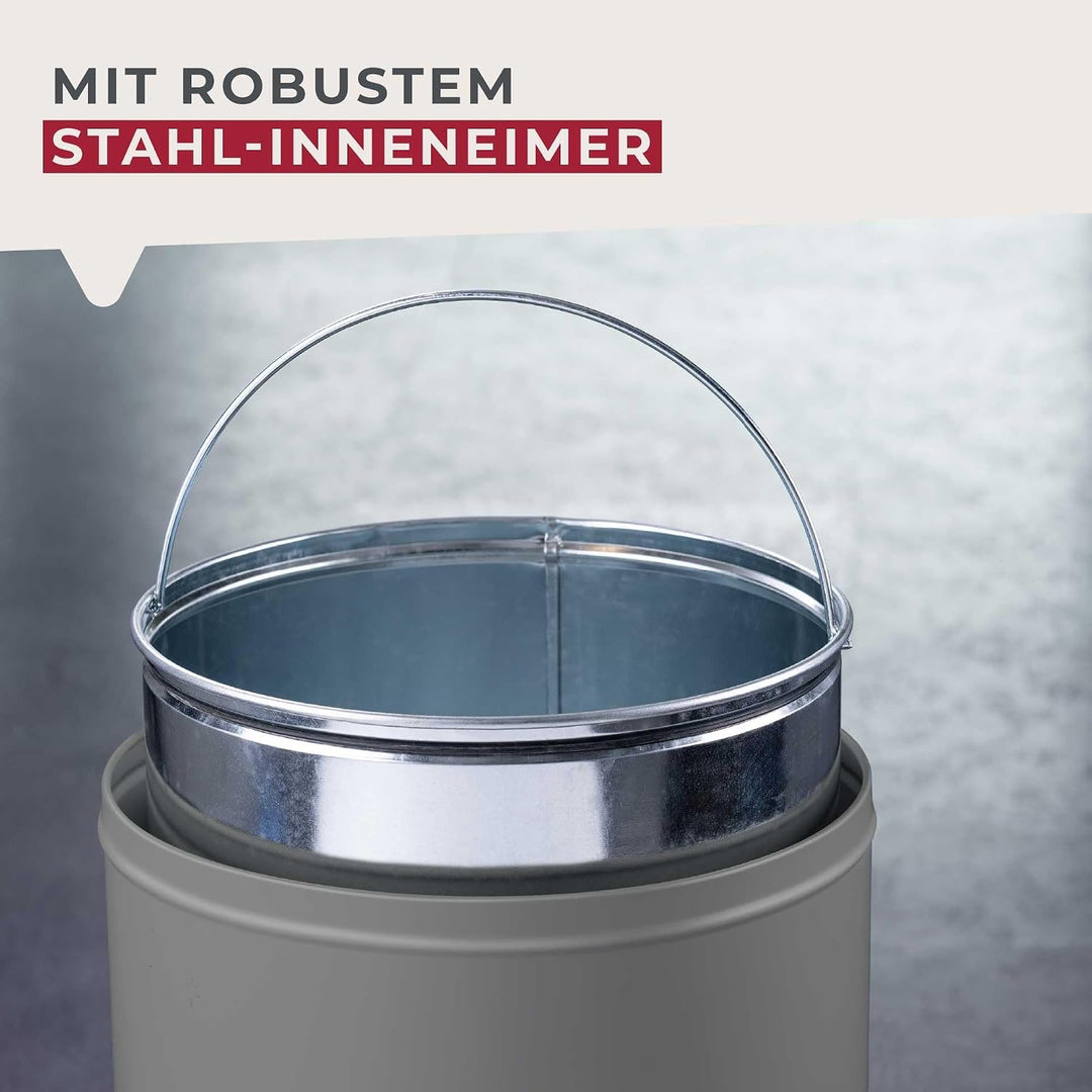 FACKELMANN BERLIN Push Abfallsammler 40L in Dunkelgrau – Klassisches Retro-Design, Grosses Fassungsv