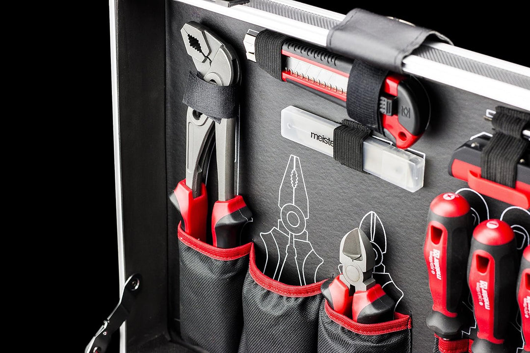 Meister Werkzeugkoffer 121-teilig - Stabiler Alu-Koffer - Werkzeug-Set - Für Haushalt, Garage & Werk