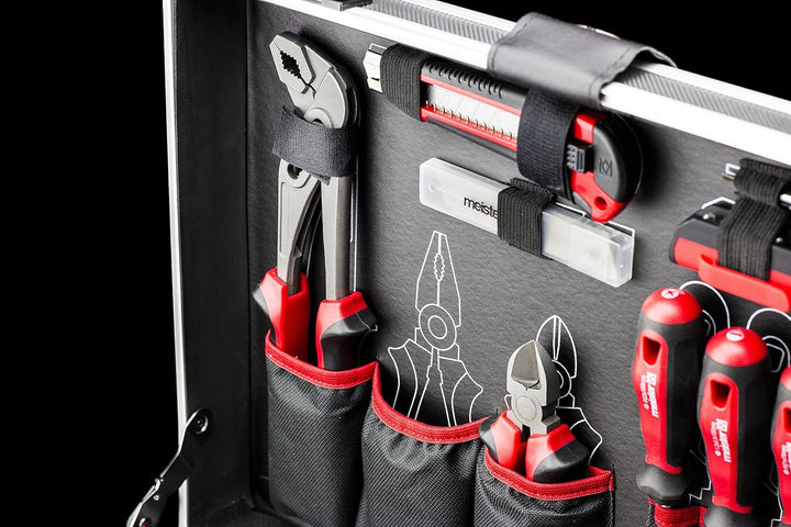 Meister Werkzeugkoffer 121-teilig - Stabiler Alu-Koffer - Werkzeug-Set - Für Haushalt, Garage & Werk