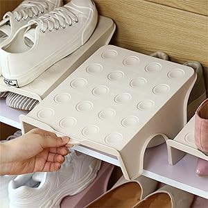 DASIAUTOEM 4 Stück Schuhstapler Rutschfeste Schuhschlitze, Doppelschicht Schuhregal Organizer Schuhe