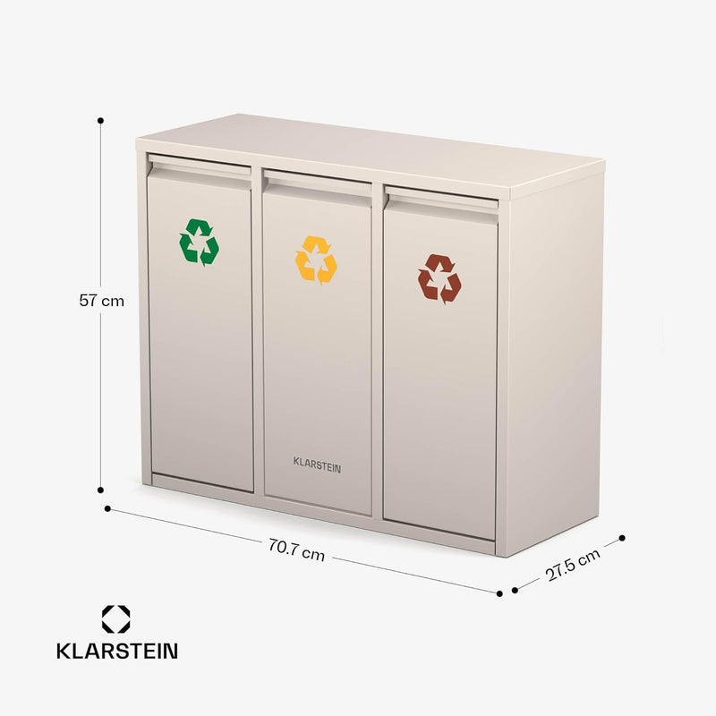 Klarstein Ordnungshüter 3 in 1 Mülleimer - 45L Abfalleimer Küche mit 3x15L Trennsystem, Edelstahl, G