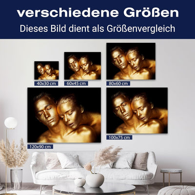 wandmotiv24 Leinwand-Bild Gold Collection, Grösse 40x30cm, Querformat, Frau & Mann in Gold-metallic,