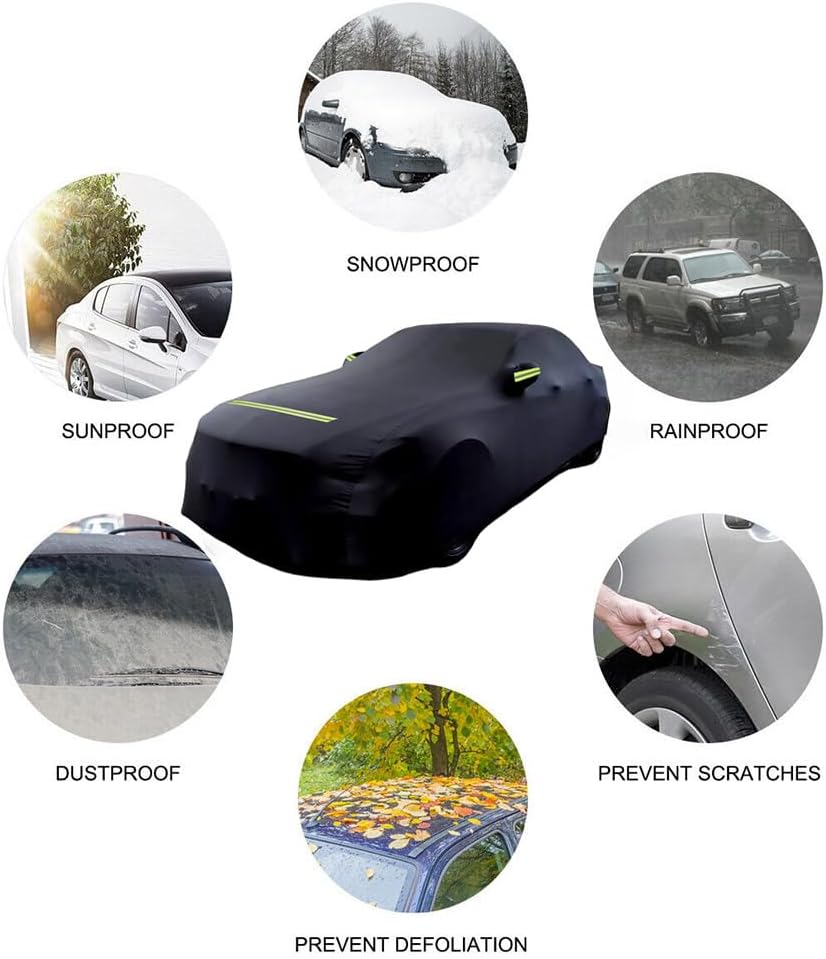 Autoabdeckung Winter Vollgarage Auto Abdeckplane Staubdicht Wasserdicht Autohülle Autoplane Schwarz