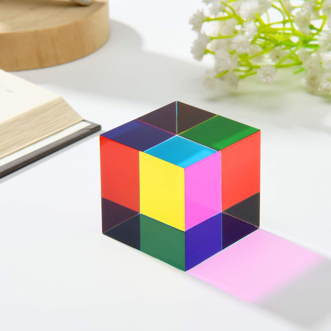 ZhuoChiMall CMY Mixing Color Cube, 40 mm (1,57 Zoll) Acrylwürfelprisma, CMYcube für Heim- oder Bürod