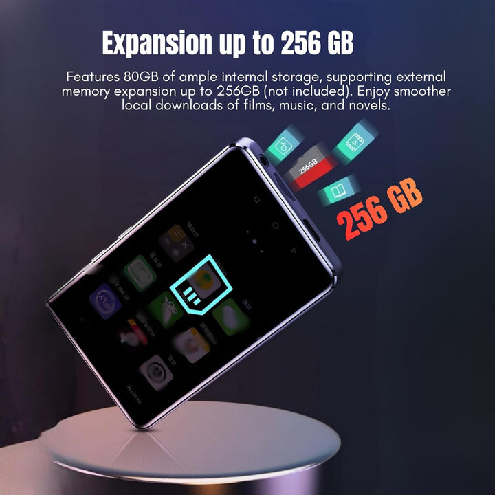 80GB MP3 Player mit Bluetooth WiFi 4 Zoll Touchscreen MP4 Player Android mit Spotify/Pandora/Az Musi
